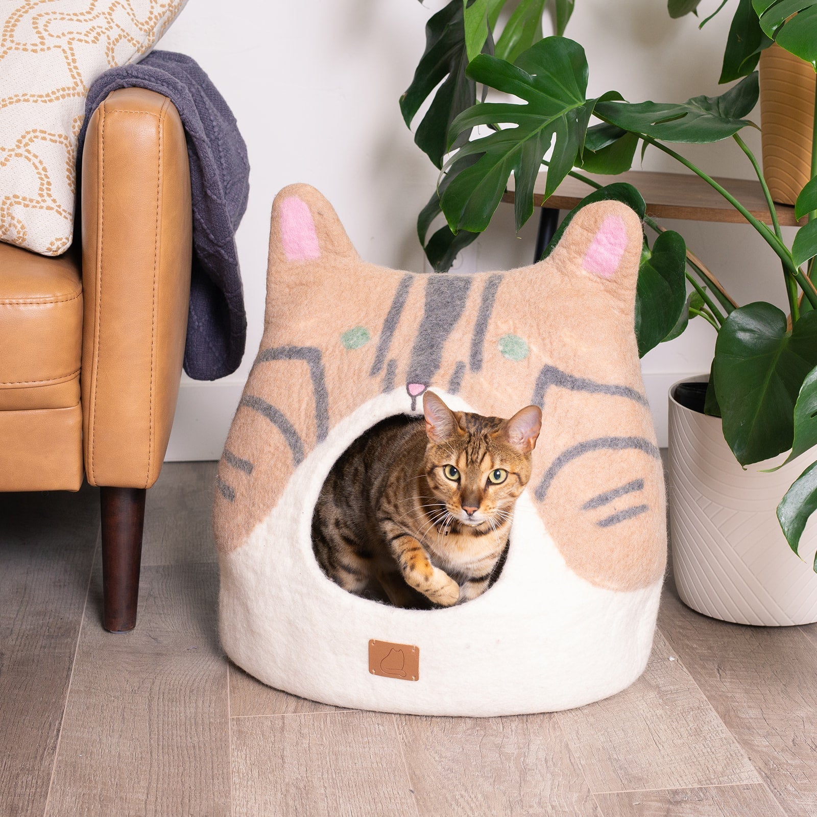 Dailypets Cozy Felted Wool Cat Cave for Kittens and Cats