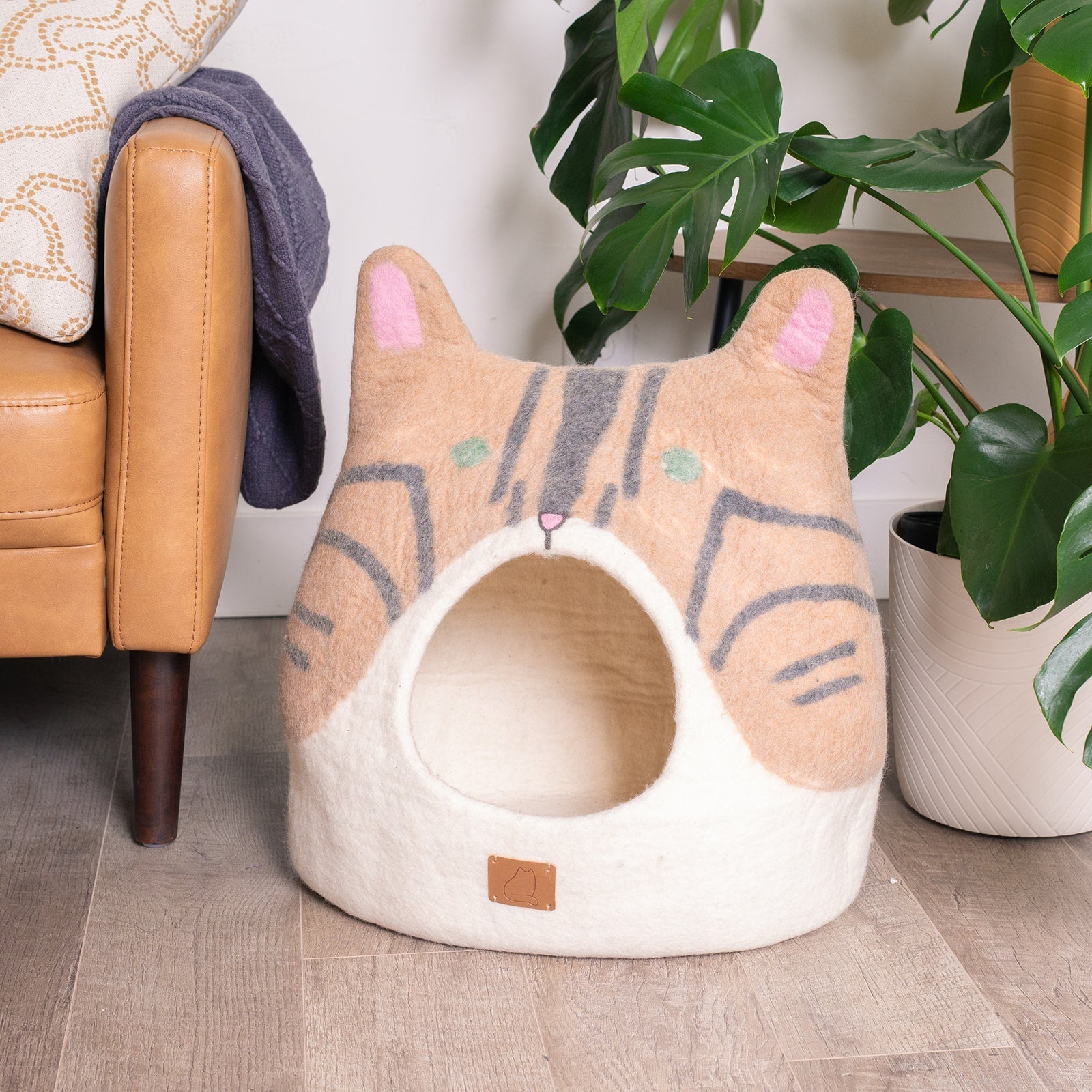 Dailypets Cozy Felted Wool Cat Cave for Kittens and Cats