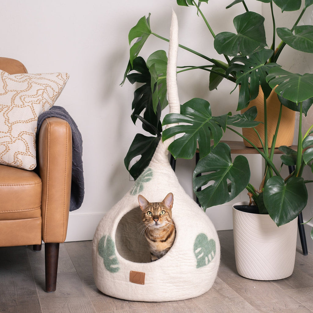 Dailypets Soft Felted Cat Cave Bed for Rest & Enrichment