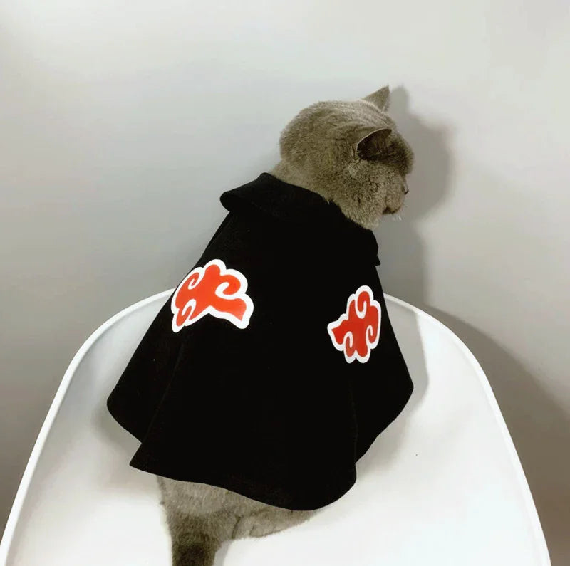 Dailypets Black Cat Cape with Red Cloud Design for Photo Sessions