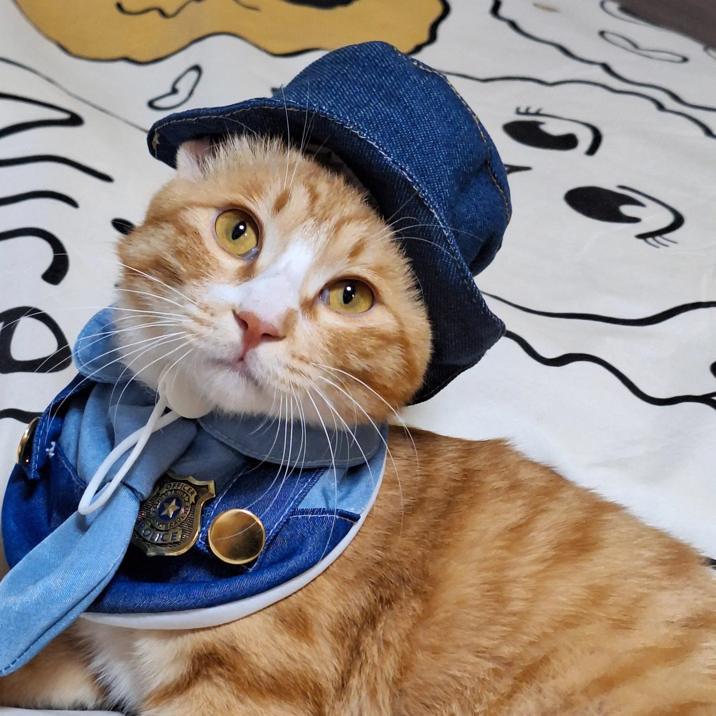 Dailypets Police Officer Cat Costume Set with Uniform Top and Matching Hat