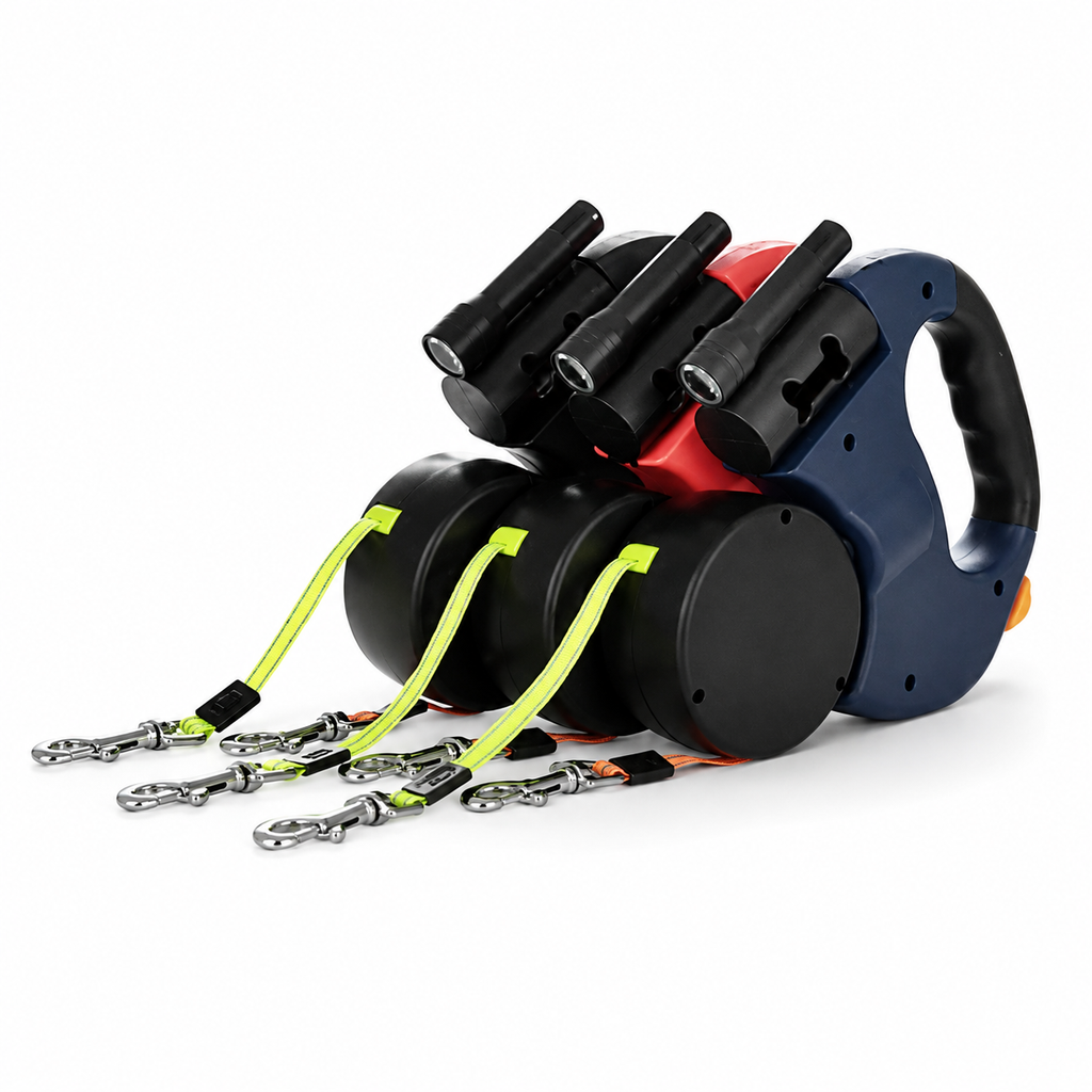 Dailypets Double Retractable Dog Leash with LED Light and Tangle-Free 360° Swivel Design