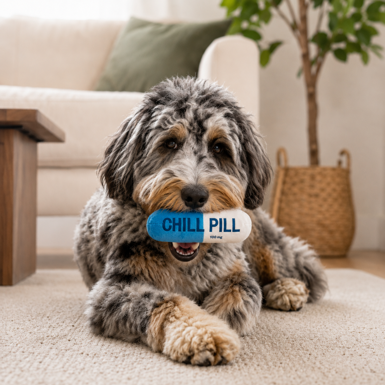Dailypets Plush Capsule Dog Toy with Squeaker for Chewing & Play