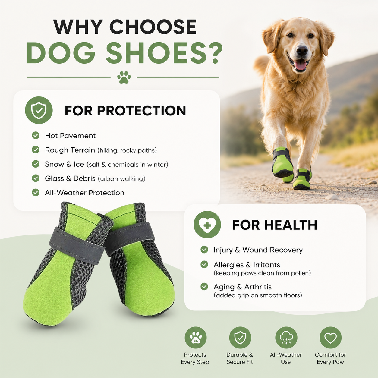 Dailypets Waterproof Dog Boots with Breathable Mesh and Non-Slip Rubber Soles