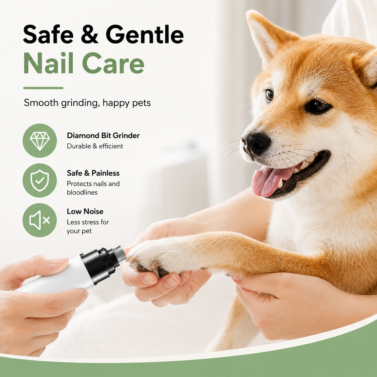Dailypets Quiet Rechargeable Pet Nail Grinder with Dual Speed for Dogs and Cats
