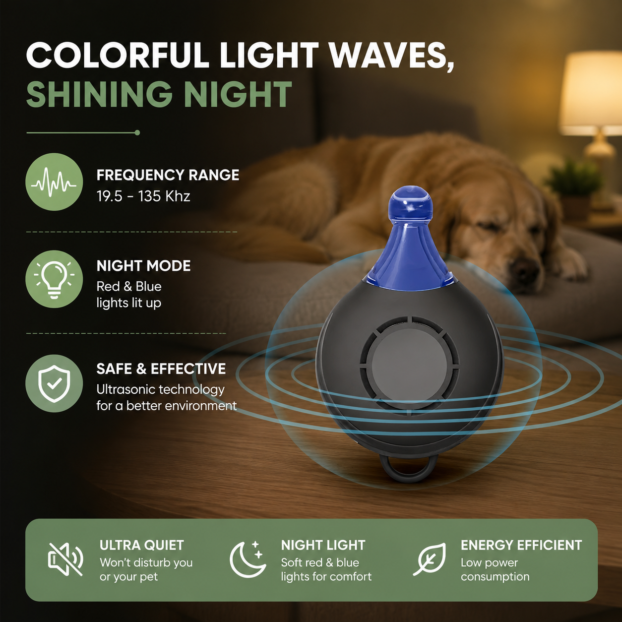 Dailypets Ultrasonic Pest Repeller for Dogs with USB-C Rechargeable Portable Design