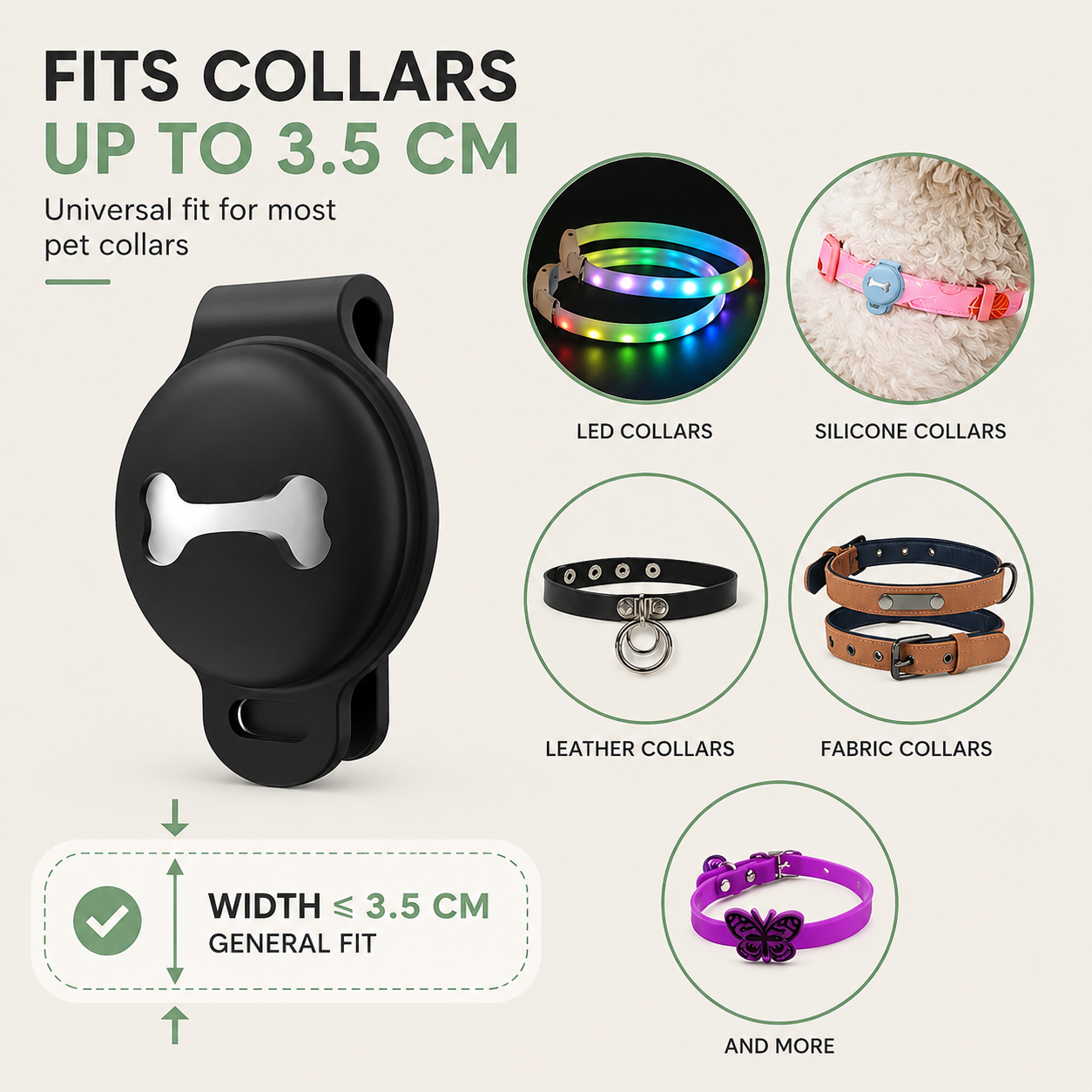 Dailypets Waterproof Silicone AirTag Pet Collar Holder with Secure Anti-Slip Clip Design