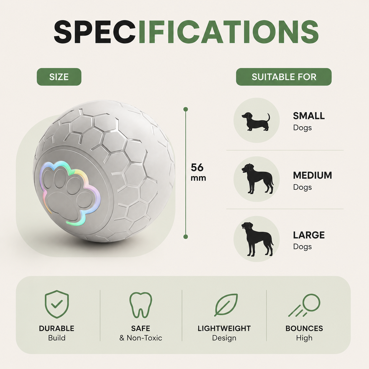 Dailypets Smart Interactive Pet Ball with LED Lights and Automatic Rolling Motion
