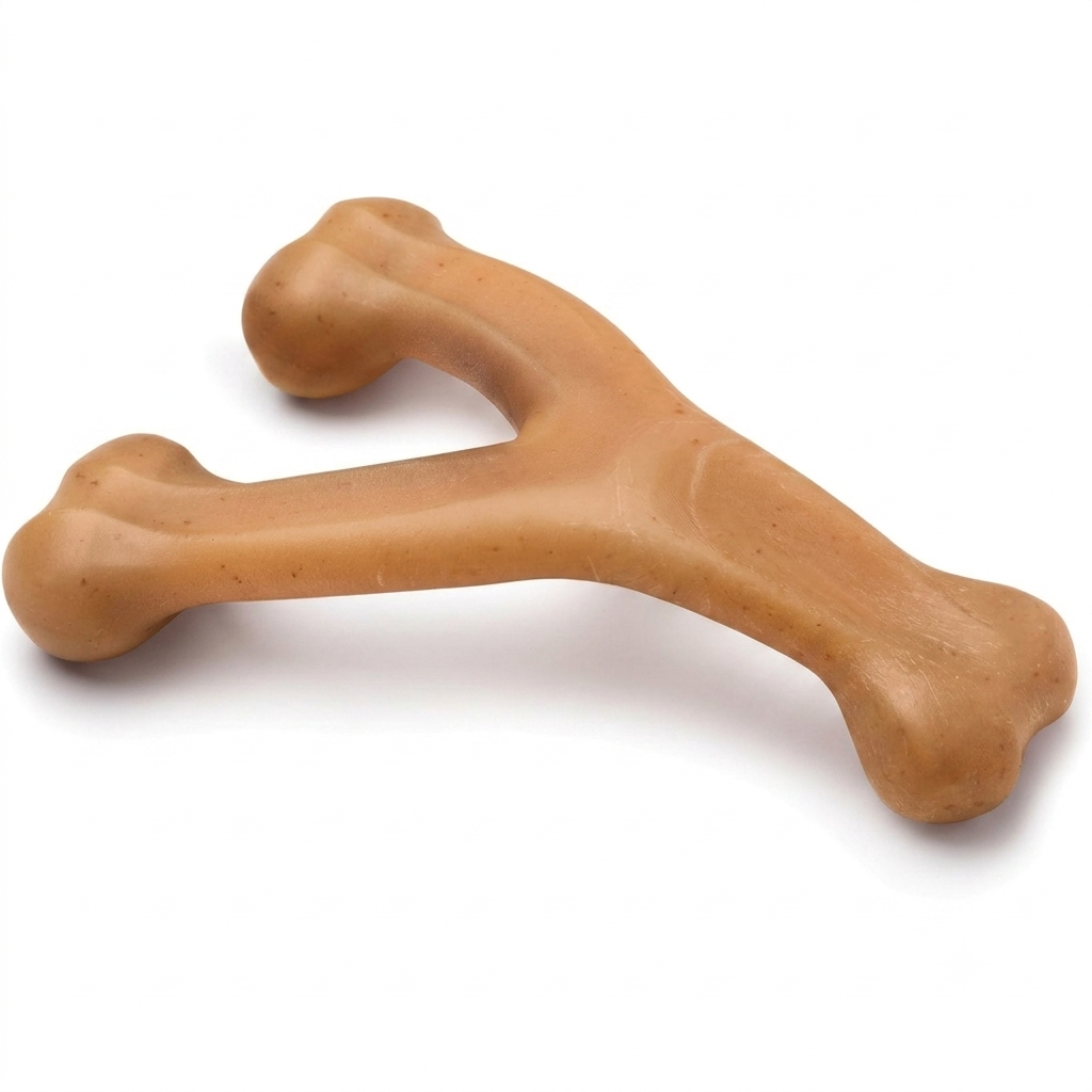 Dailypets Durable Dog Chew Toy for Aggressive Chewers with Bacon Flavor Wishbone