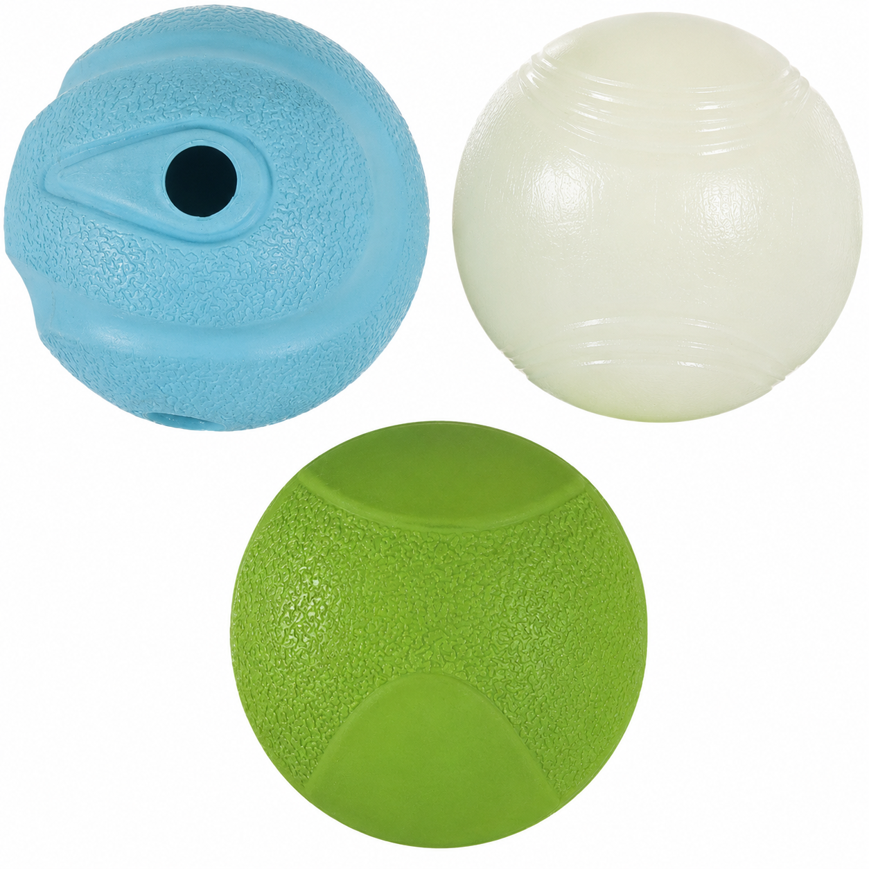 Dailypets 3 Piece Dog Fetch Ball Set with High Bounce Floating and Textured Rubber Balls