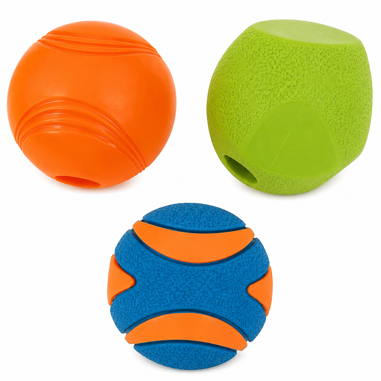 Dailypets 3 Piece Dog Fetch Ball Set with High Bounce Floating and Textured Rubber Balls
