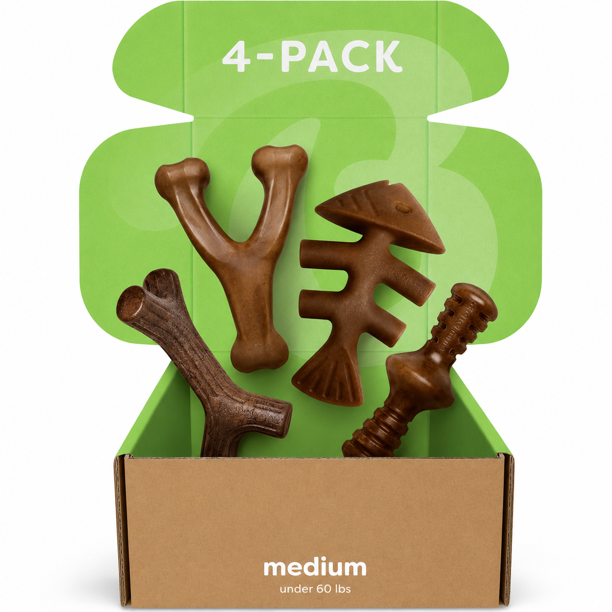 Dailypets Durable Dog Chew Toy Set for Medium Dogs with Four Long Lasting Bones