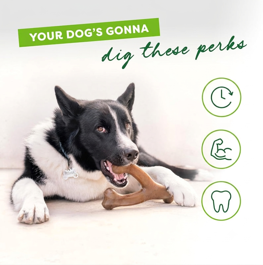 Dailypets Durable Dog Chew Toy for Aggressive Chewers with Bacon Flavor Wishbone