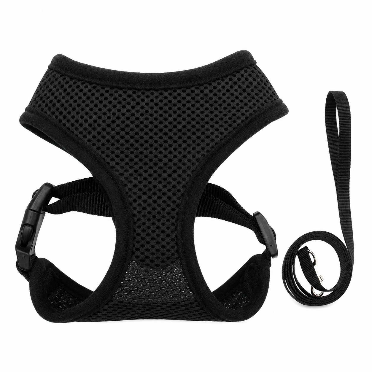 Dailypets Adjustable Mesh Dog & Cat Harness with Reflective Design and Matching Leash Set