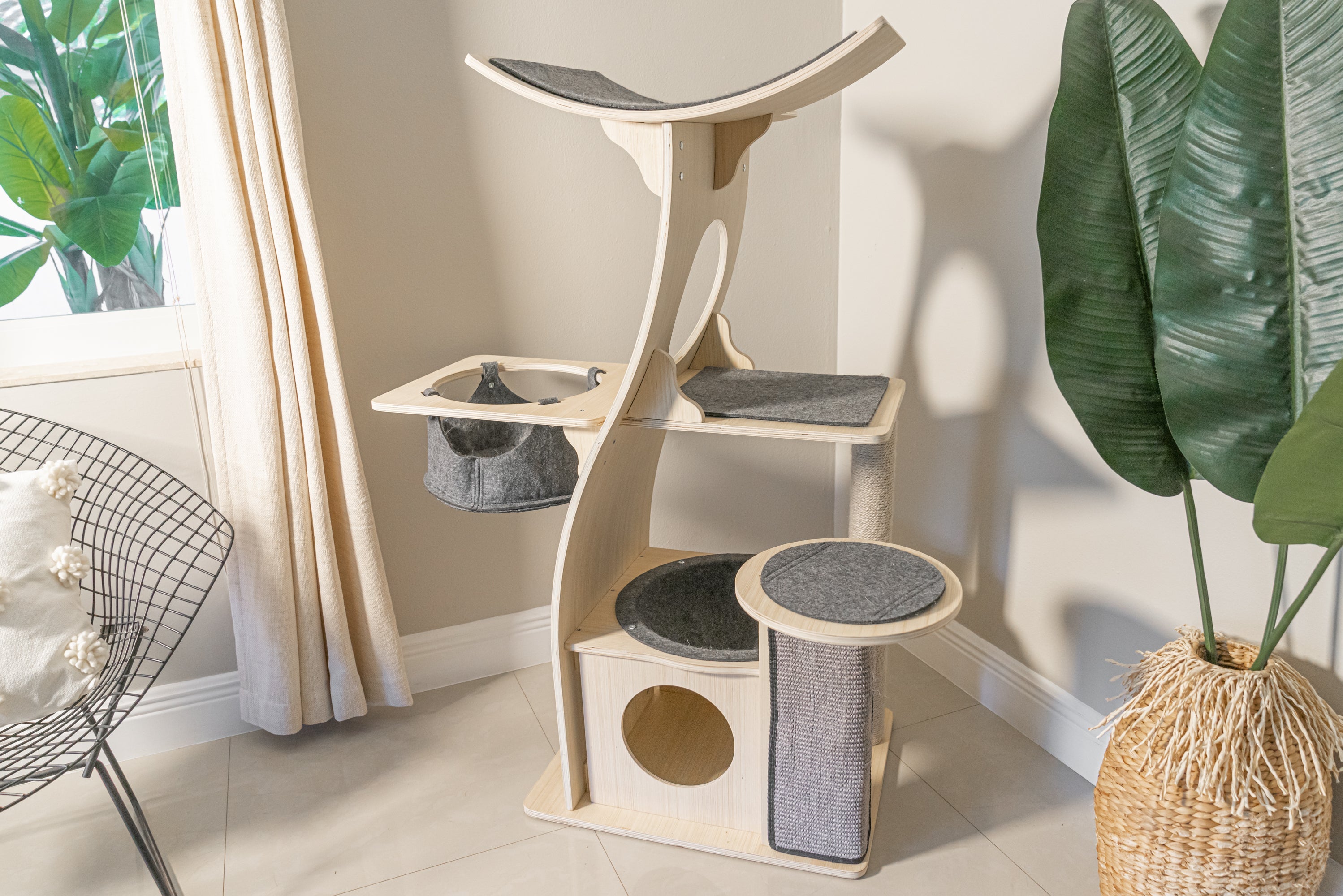 Dailypets Wooden Cat Tower with Observation Perch