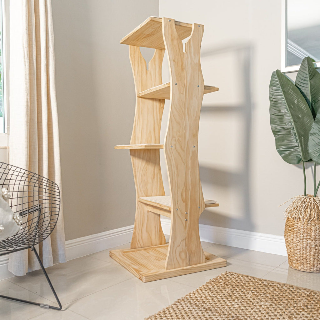 Dailypets Modern Wooden Cat Tower with Sisal Perches