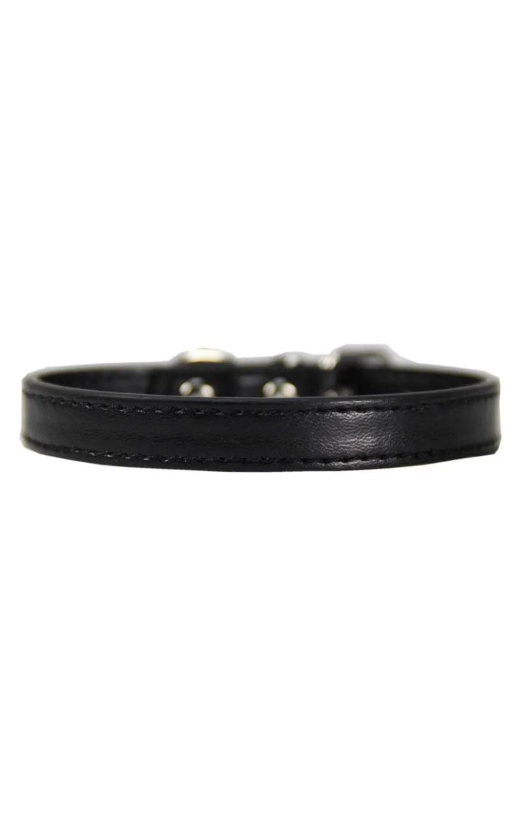 Collier en cuir noir réglable avec boucle en alliage pour chien, chiot