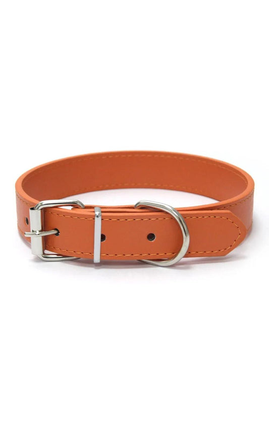 Collier couleur unie  en cuir pour chien