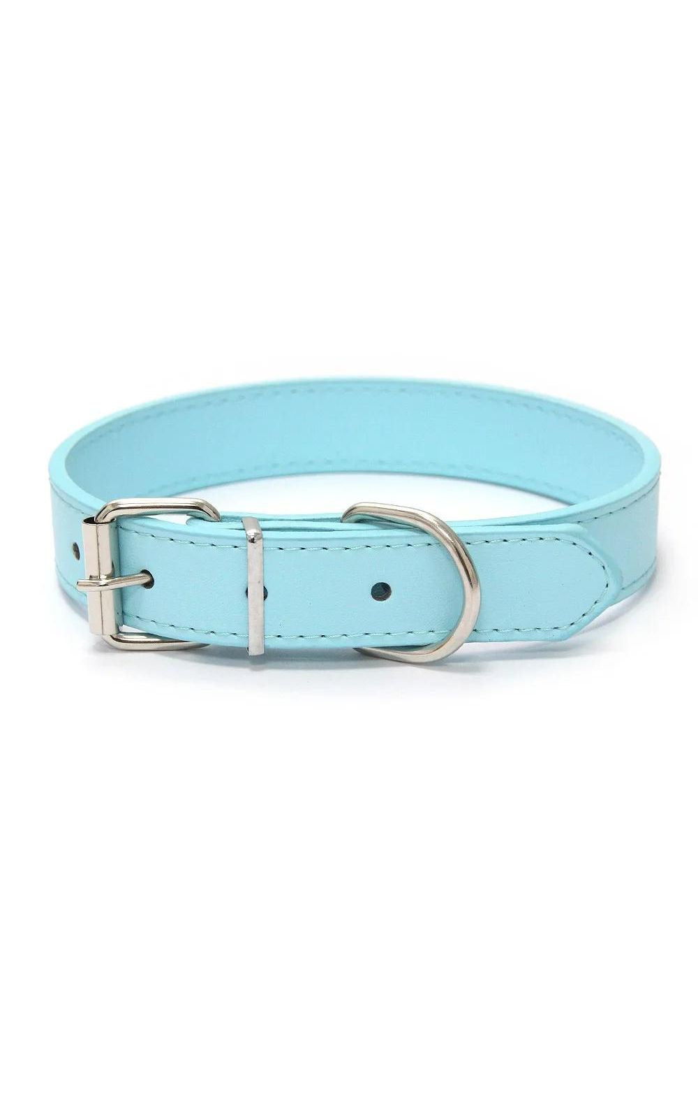Collier couleur unie  en cuir pour chien