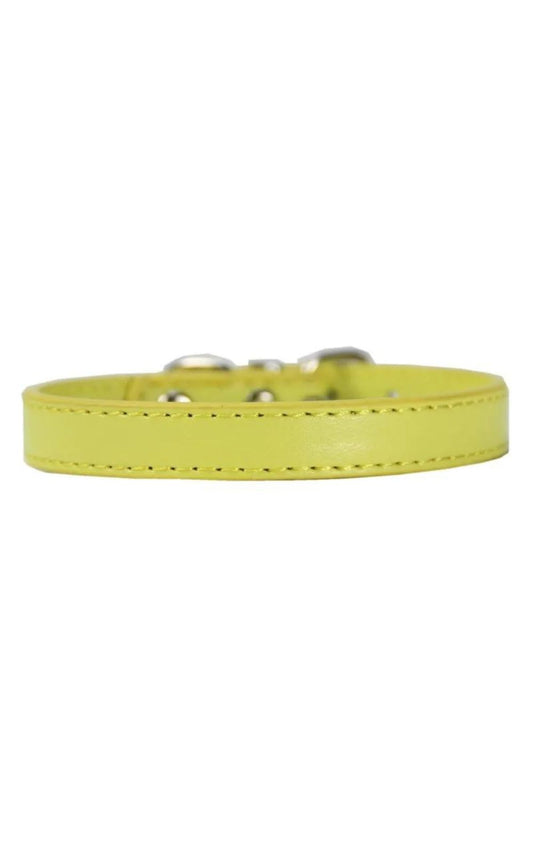 Collier en cuir jaune réglable avec boucle en alliage pour chien, chiot