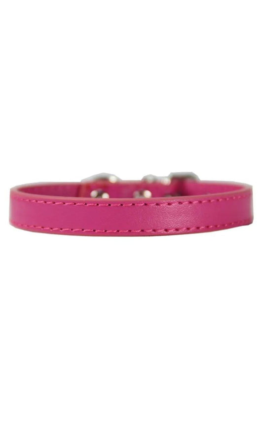 Collier en cuir rose foncé réglable  avec boucle en alliage pour chien, chiot