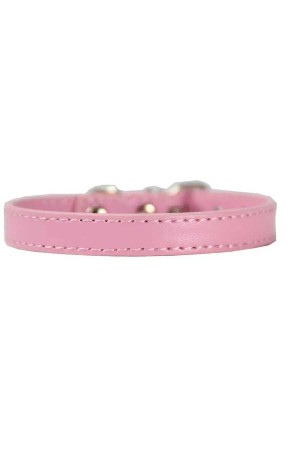 Collier en cuir rose réglable avec boucle en alliage pour chien, chiot