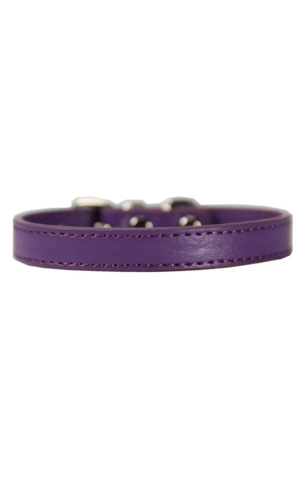 Collier en cuir violet réglable avec boucle en alliage pour chien, chiot