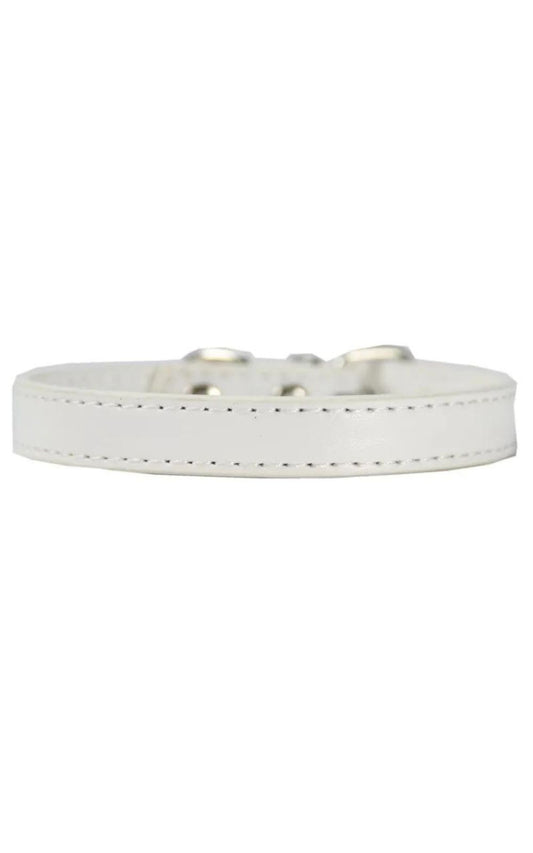 Collier en cuir blanc réglable avec boucle en alliage pour chien, chiot