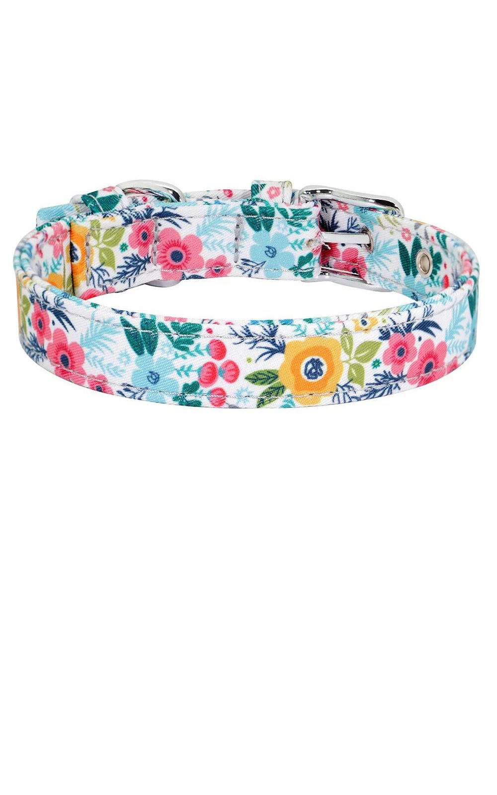 Collier pour chien en nylon style bohème floral