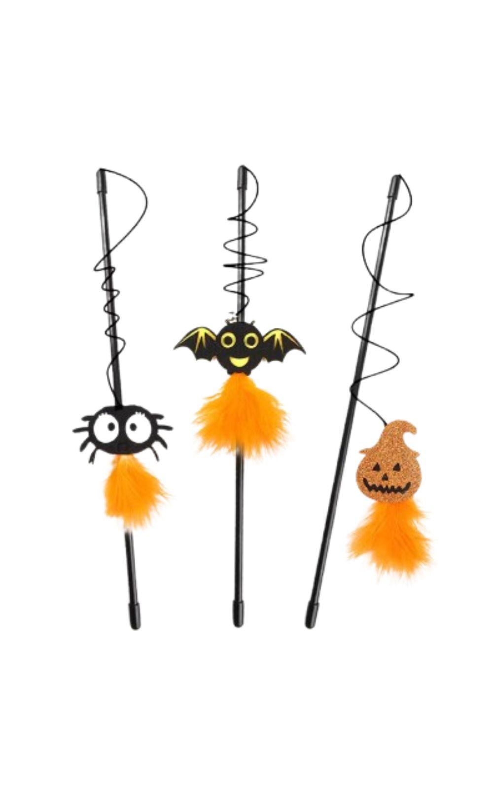 Canne avec jouet et plumes spéciale Halloween pour chat