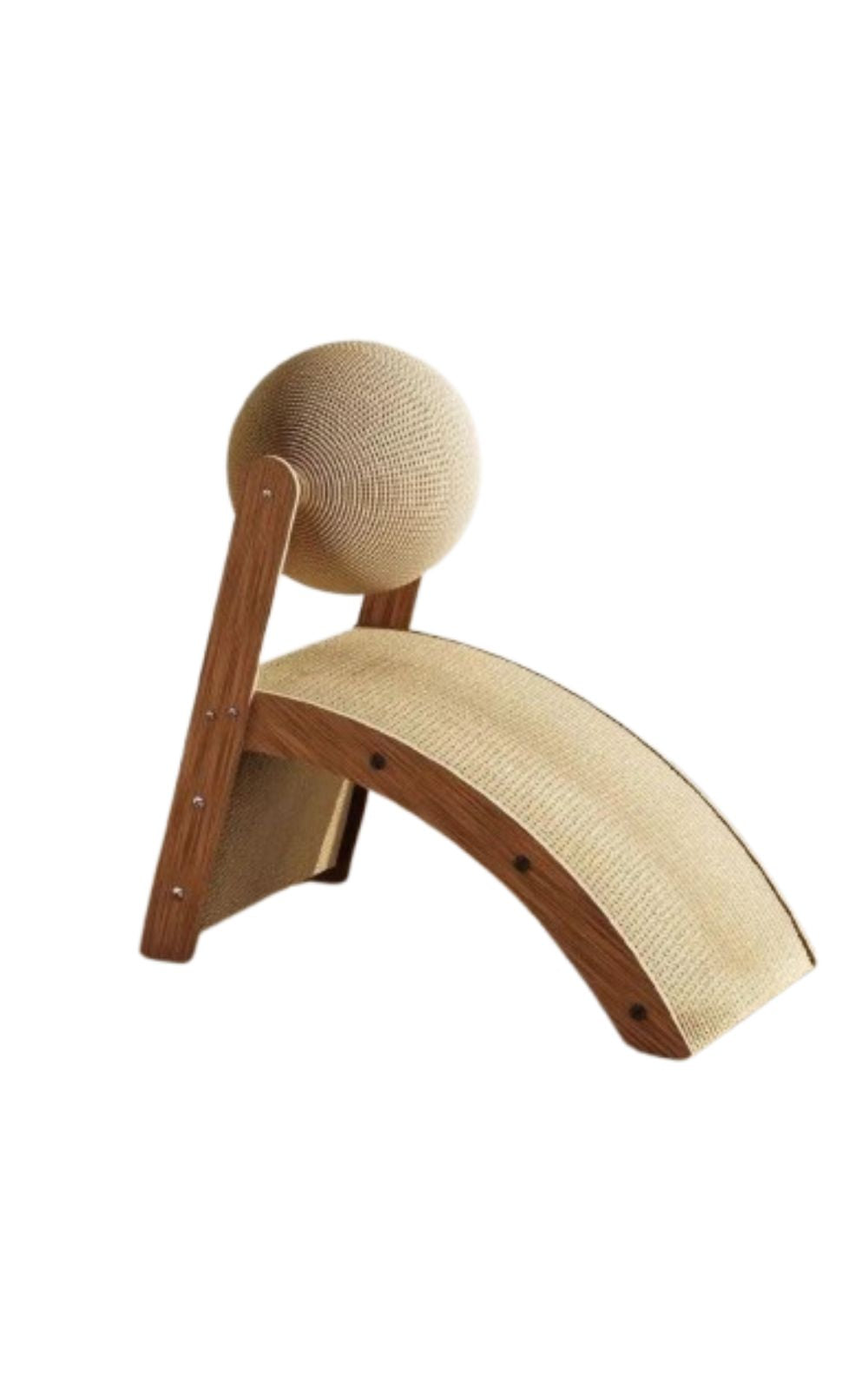 Accessoire de jeu en bois et sisal pour chat avec balle et griffoir