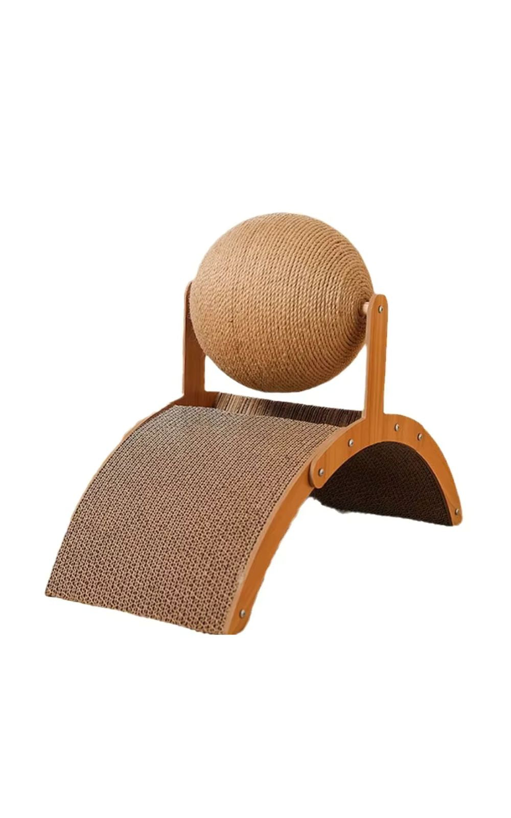 Grattoir pour chat en bois avec boule en sisal