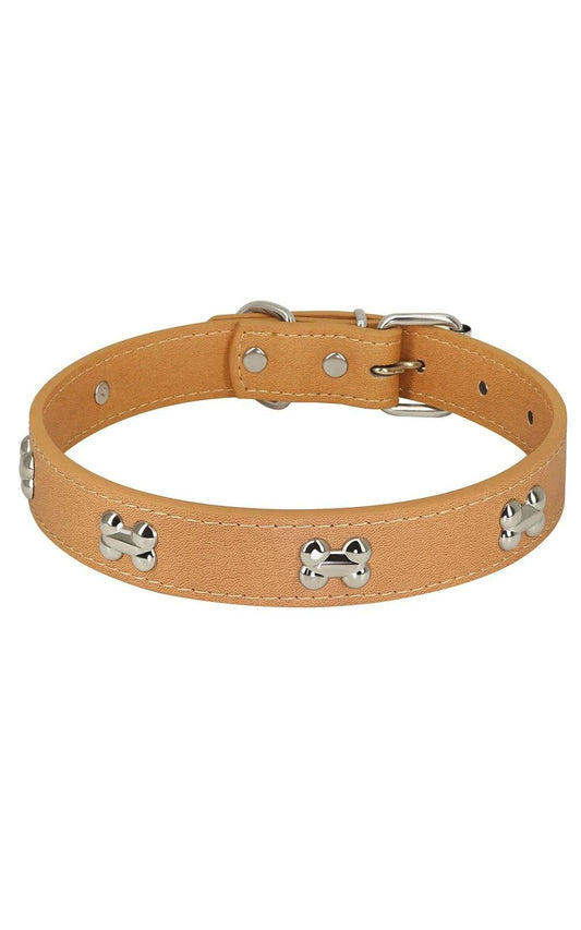 Collier réglable en cuir souple pour chien, chiot, accessoires en os mignons