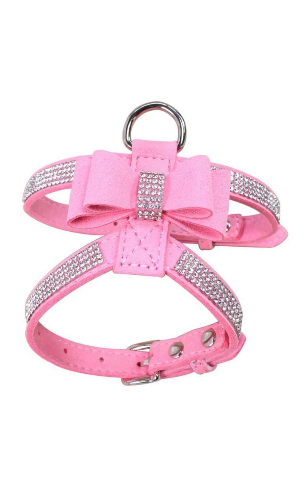 Harnais pour chien en cuir souple avec nœud papillon et strass