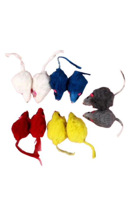 Lot de 10 mini jouets souris amusantes en fourrure de lapin pour chat et chaton