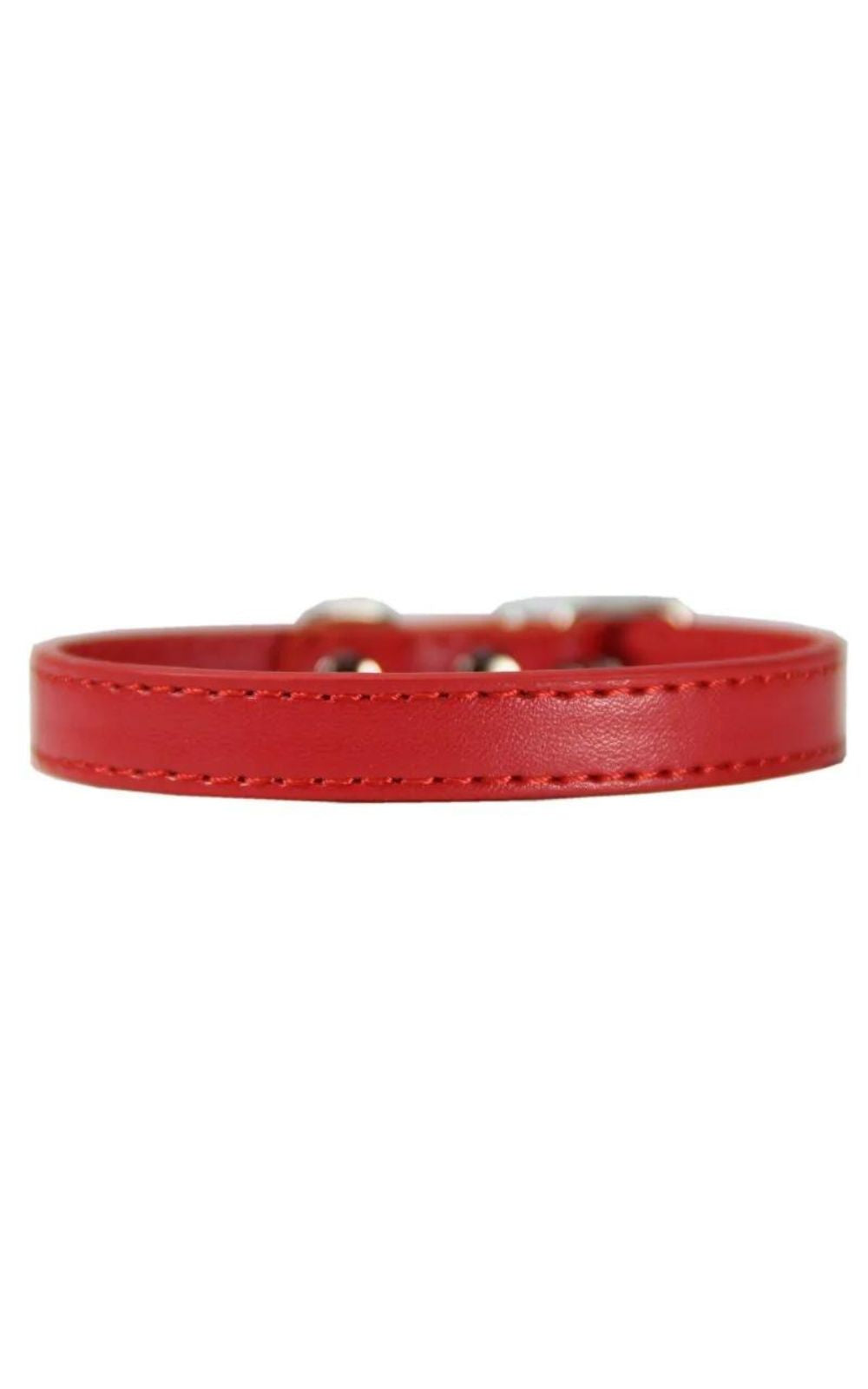 Collier en cuir rouge réglable avec boucle en alliage pour chien, chiot