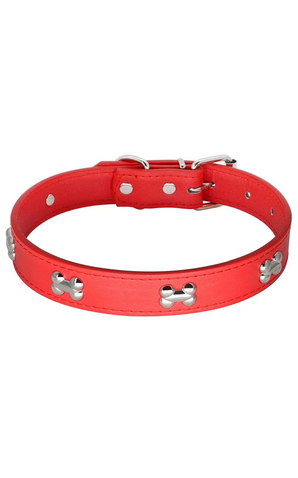 Collier réglable en cuir souple pour chien, chiot, accessoires en os mignons