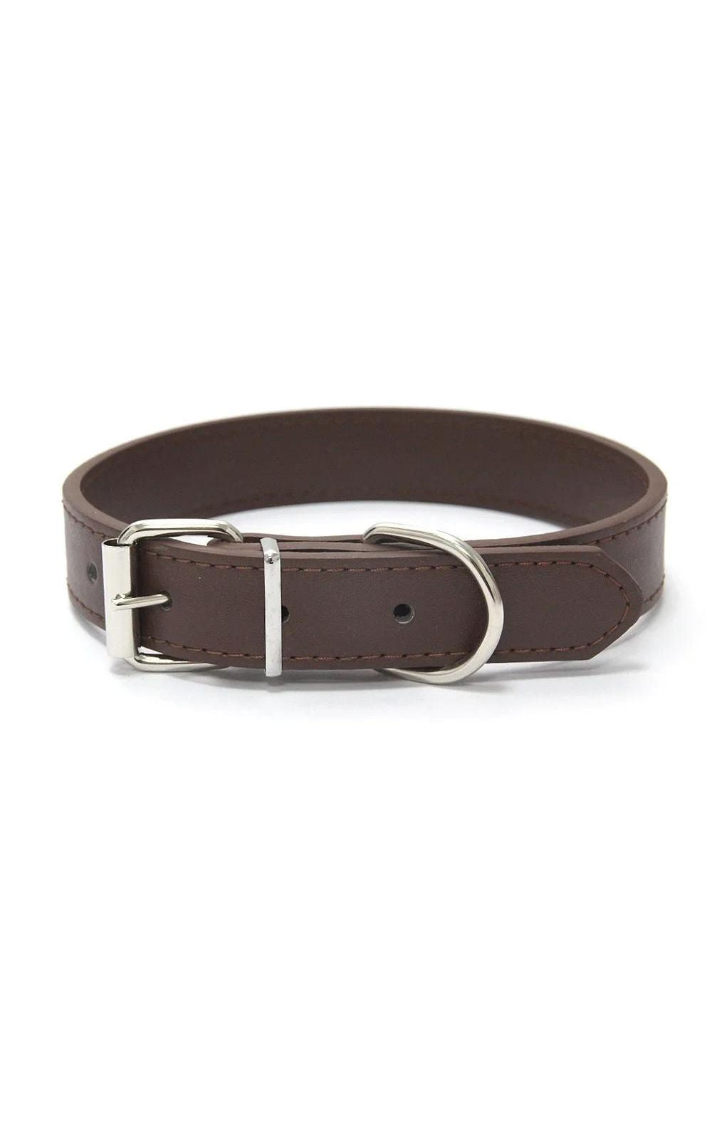 Collier couleur unie  en cuir pour chien