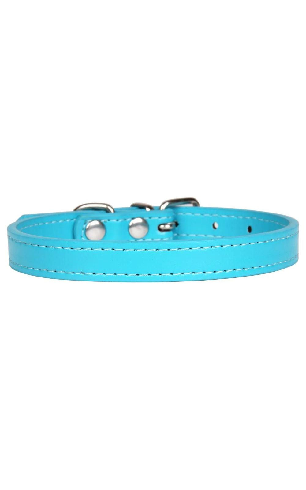 Collier en cuir bleu clair réglable avec boucle en alliage pour chien, chiot