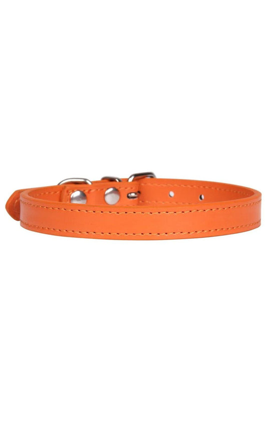 Collier en cuir orange réglable avec boucle en alliage pour chien, chiot