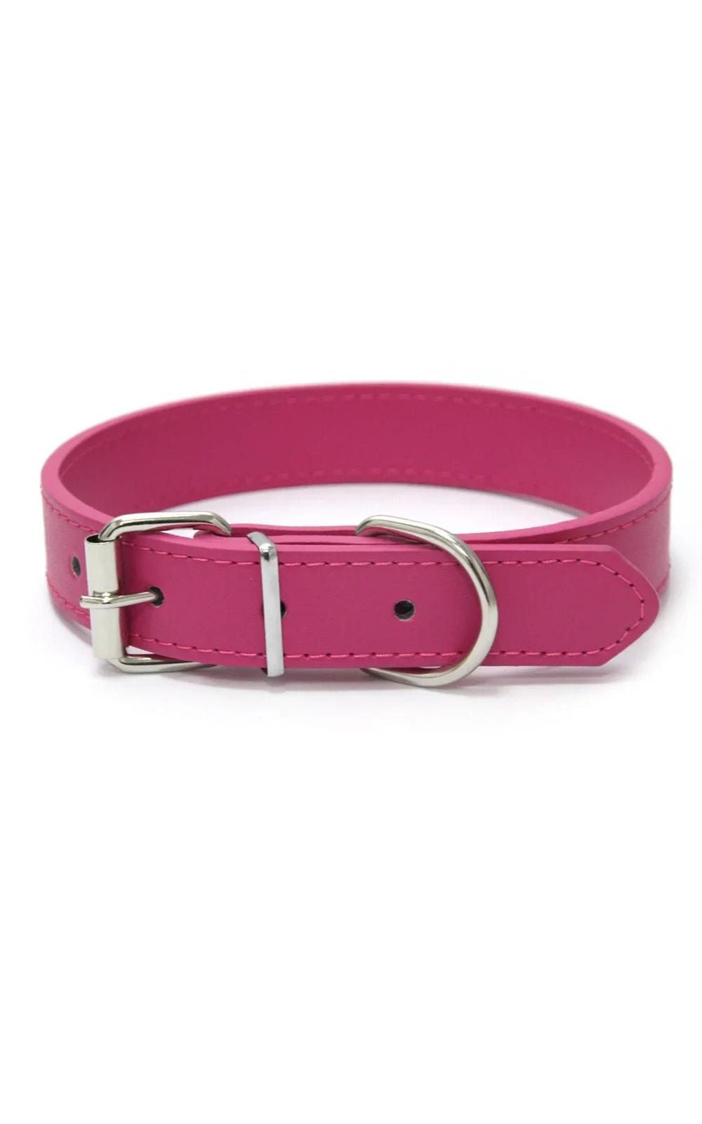 Collier couleur unie  en cuir pour chien