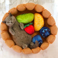 Dailypets Soft Plush Cat Bed with Toy Cushions