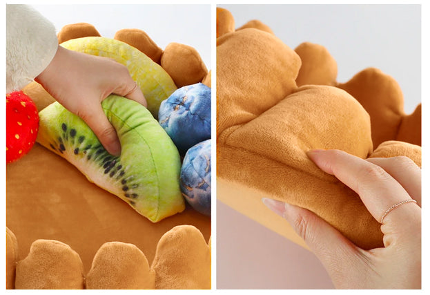 Dailypets Soft Plush Cat Bed with Toy Cushions