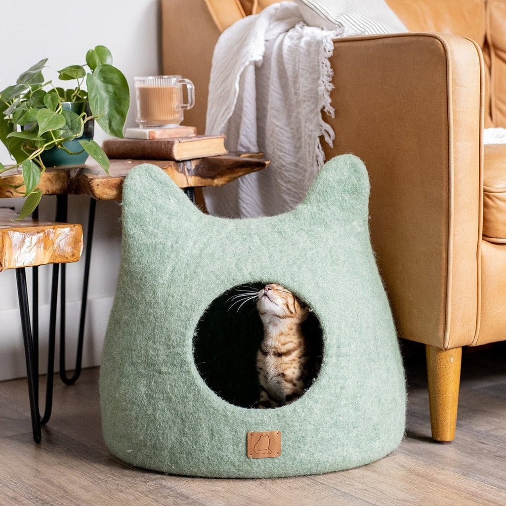 Dailypets Cozy Wool Cat Cave for Indoor Cats
