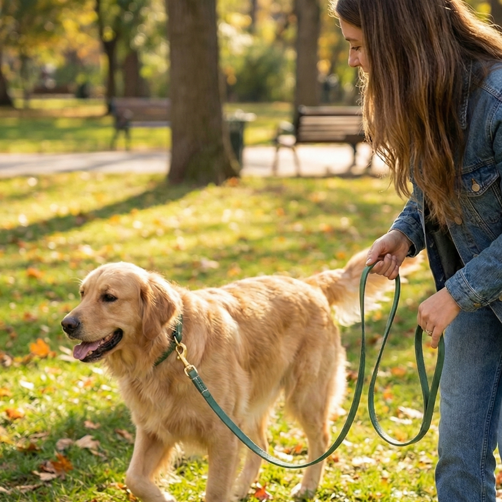 Dailypets Handmade Genuine Leather Pet Leash for Puppies and Cats with Metal Clip