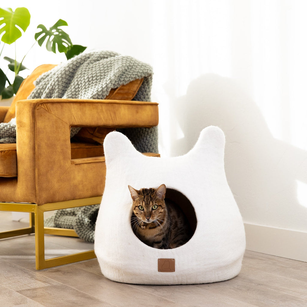 Dailypets Enclosed Felted Wool Cat Cave Bed