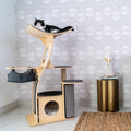Dailypets Wooden Cat Tree Condo, Multi-Level Tower with Hammock and Cubby