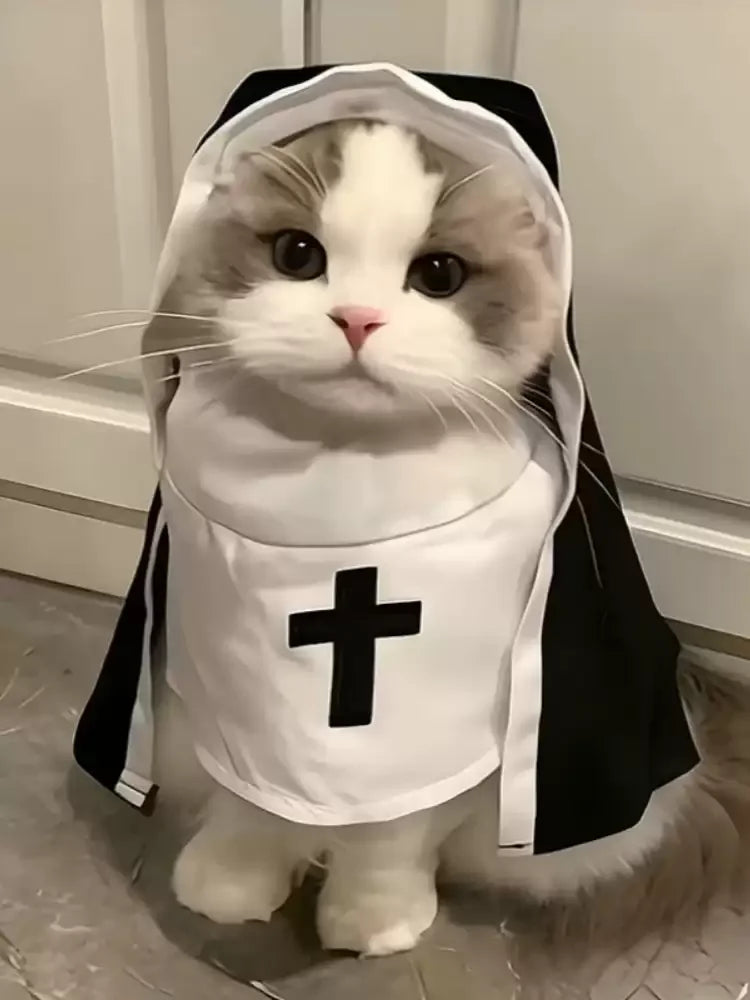 Dailypets Monastic-Inspired Cat Costume for Photo Sessions and Dress-Up