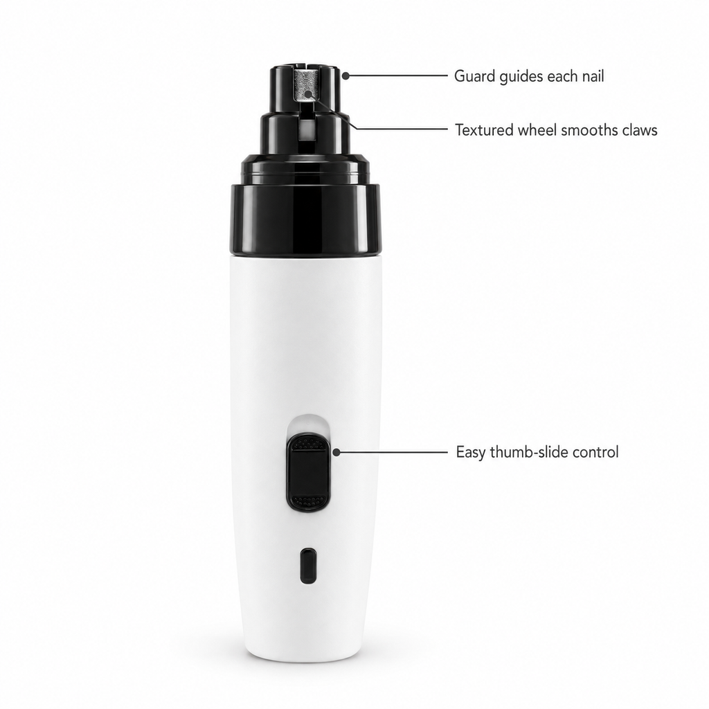 POUPIPETS Pet Nail Grinder – Whisper Quiet Electric Trimmer for Dogs & Cats