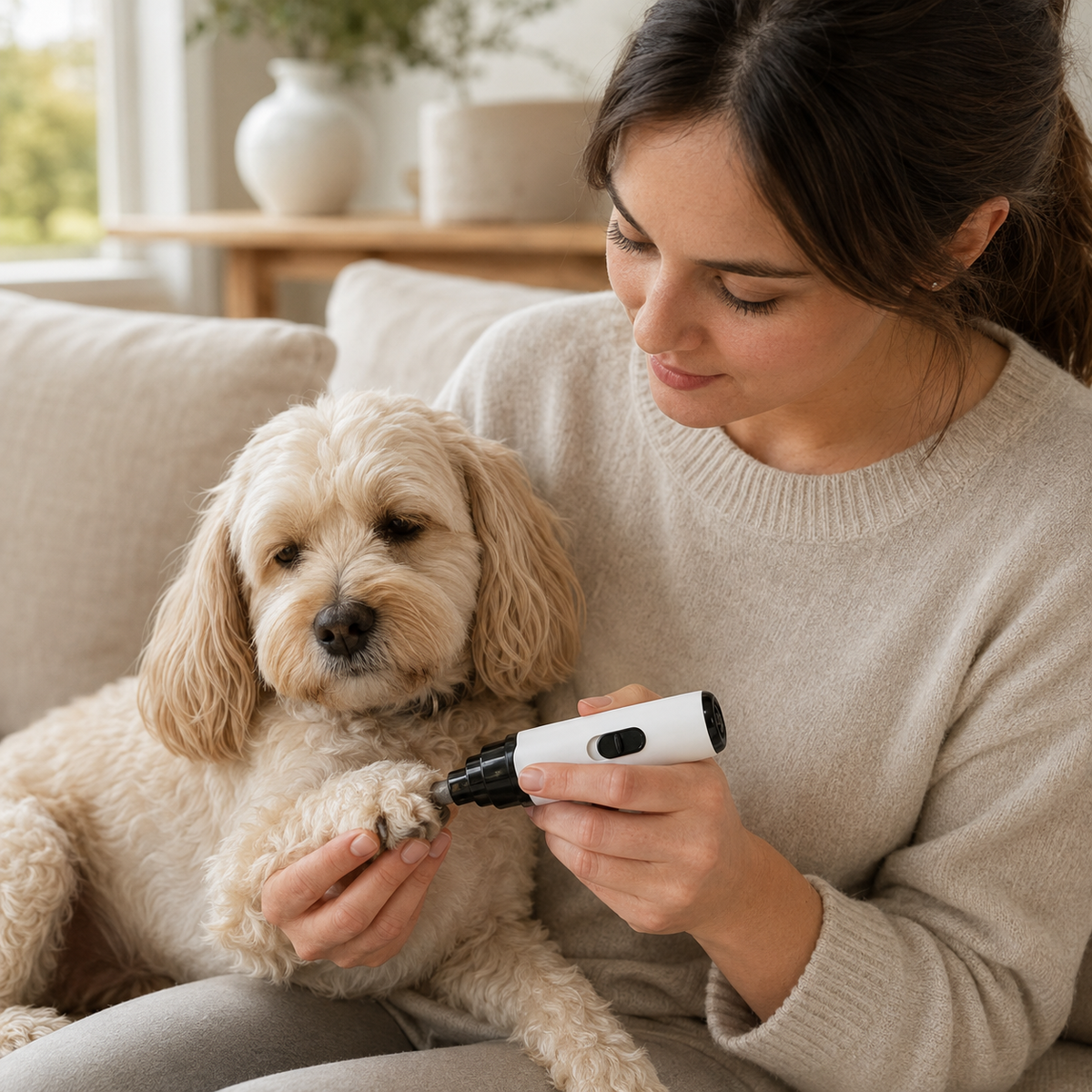 POUPIPETS Pet Nail Grinder – Whisper Quiet Electric Trimmer for Dogs & Cats
